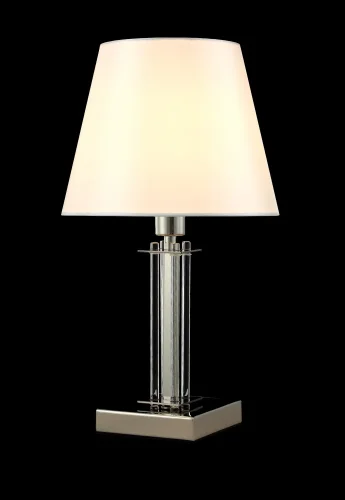 Настольная лампа NICOLAS LG1 NICKEL/WHITE Crystal Lux белая на 1 лампу, основание никель металл стекло в стиле современный фото 2