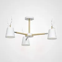 Люстра потолочная с рожками DEER B3 White 167776-26 ImperiumLoft белая на 3 лампы, основание белое в стиле скандинавский 