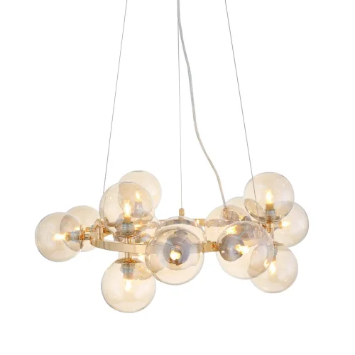 Люстра подвесная Parllaone SL435.203.15 ST-Luce янтарная прозрачная на 15 ламп, основание золотое в стиле современный молекула шар фото 2