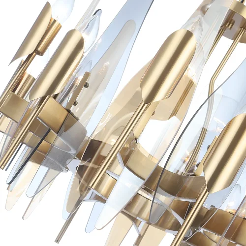 Люстра подвесная CASA SP-PL12 BRASS Crystal Lux серая янтарная на 12 ламп, основание латунь в стиле современный фото 4