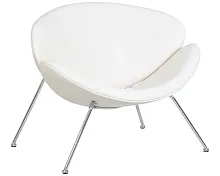 Кресло дизайнерское 72-LMO EMILY, цвет сиденья белый (YP17), цвет основания хромированная сталь Dobrin, белый/винил, ножки/металл/хром, размеры - ****810*780