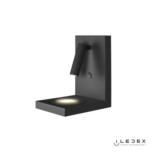 Бра с выключателем LED iCharge 1831A BK iLedex чёрный на 1 лампа, основание чёрное в стиле хай-тек современный с полкой с беспроводной зарядкой для чтения фото 4