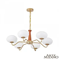 Люстра подвесная AM-Napoli 310166/D780/6 BS/WD Arte Milano белая на 6 ламп, основание матовое золото в стиле современный 