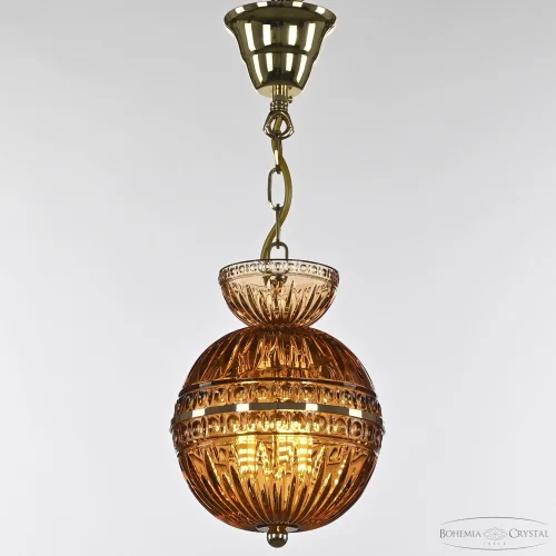 Светильник подвесной 5480/17 G Amber/M-1G Bohemia Ivele Crystal янтарный 3 лампы, основание золотое в стиле классический  фото 5