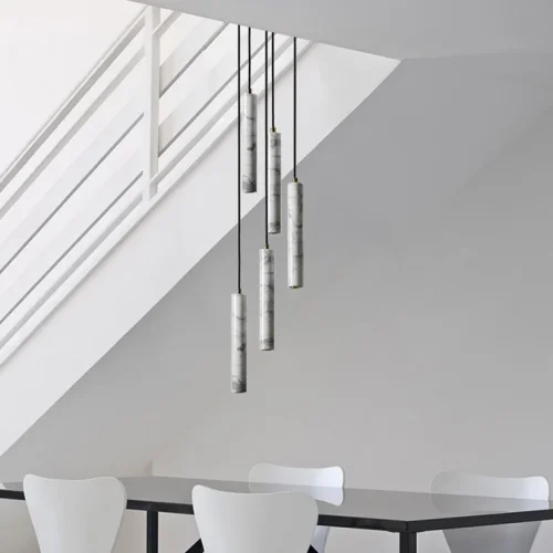 Светильник подвесной STONE MARBLE 141036-26 ImperiumLoft белый на 1 лампу, основание чёрное в стиле лофт фото 5