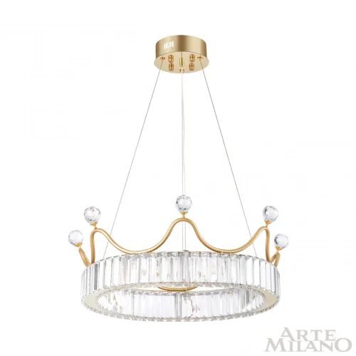 Люстра подвесная LED с пультом AM-Venezia 310322/D500 GD Arte Milano прозрачная на 1 лампу, основание латунь в стиле современный кольца с пультом фото 4