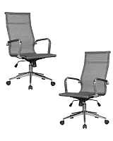 Набор 2 шт Офисное кресло для персонала DOBRIN CARTER (серый) цвет сиденья серая сетка, цвет основания хромированная сталь Dobrin, серый/сетка, ножки/металл/, размеры - 1040*1110****
