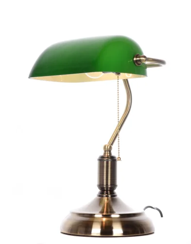 Настольная лампа Banker LDT 305 GR Lumina Deco зелёная 1 лампа, основание бронзовое металл в стиле классический 