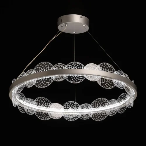 Люстра подвесная LED с пультом Платлинг 661018901 DeMarkt прозрачная на 1 лампа, основание серебряное в стиле хай-тек кольца с пультом фото 4