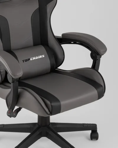 Кресло спортивное топчэйрс Коммандер, серо-черный УТ000039478 Stool Group, серый/экокожа, ножки/полимер/чёрный, размеры - 1170*1270***710*710 фото 2 Кресло спортивное топчэйрс Коммандер, серо-черный УТ000039478 Stool Group, серый/экокожа, ножки/полимер/чёрный, размеры - 1170*1270***710*710 фото 2