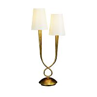 Настольная лампа PAOLA PAN ORO 3546 Mantra белая 2 лампы, основание золотое металл в стиле модерн 
