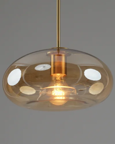 Светильник подвесной Laura V11529-1P Moderli янтарный на 1 лампу, основание чёрное в стиле современный лофт фото 4