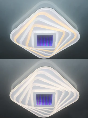 Люстра потолочная LED с пультом 81033/3C Natali Kovaltseva белая на 1 лампа, основание белое в стиле хай-тек с пультом квадраты фото 7