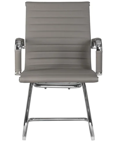 Офисное кресло для посетителей 102N-LMR CODY, цвет сиденья серый Dobrin, серый/экокожа, ножки/металл/хром, размеры - ****535*600 фото 6