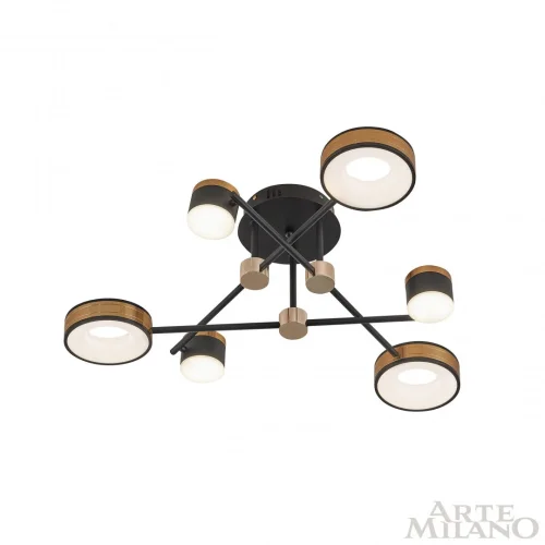 Люстра потолочная LED Ferrara-71040 271040/6 BK/GD Arte Milano белая на 1 лампу, основание чёрное в стиле современный хай-тек фото 4
