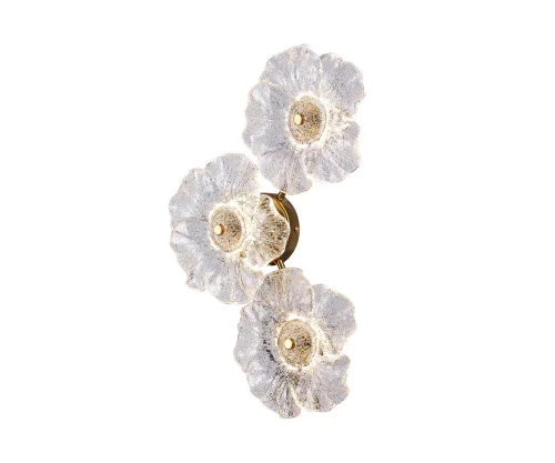 Бра LED Грея 07601-3W,36 Kink Light прозрачный на 3 лампы, основание латунь в стиле флористика современный цветы
