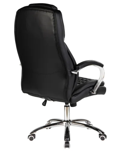Офисное кресло для руководителей 114B-LMR CHESTER, цвет чёрный Dobrin, чёрный/экокожа, ножки/металл/хром, размеры - 1180*1250***680*730 фото 4