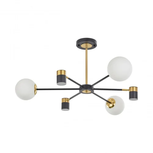 Люстра на штанге LED Ferrara-71040 274802/6 BK/GD Arte Milano белая на 6 ламп, основание чёрное в стиле современный фото 10