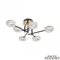 Люстра потолочная LED Ferrara-72999 272999/6 BK/GD Arte Milano белая на 1 лампу, основание золотое в стиле современный хай-тек 