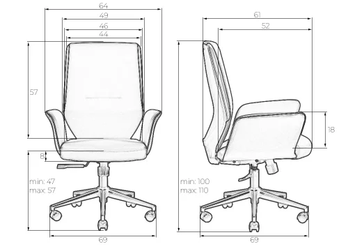 Офисное кресло для руководителя 127B-LMR MAXWELL, цвет кремово-черный Dobrin, кремовый чёрный/экокожа, ножки/металл/чёрный, размеры - 1000*1100***640*610 фото 9