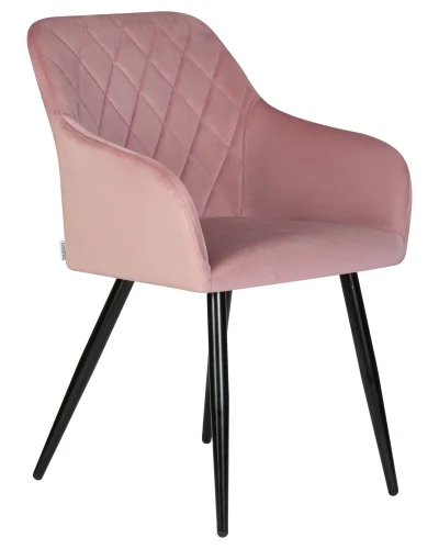 Стул обеденный 8266-LML ROBERT, цвет сиденья розовый велюр (V108-15), цвет основания черный Dobrin, розовый/велюр, ножки/металл/чёрный, размеры - ****555*605 фото 2