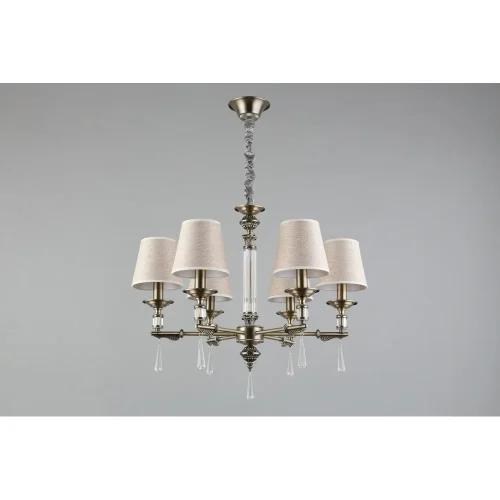 Люстра подвесная Rivoli OML-64213-06 Omnilux бежевая на 6 ламп, основание античное бронза в стиле классический фото 6