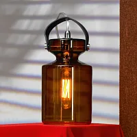 Настольная лампа Brighton LSP-9640T Lussole коричневая 1 лампа, основание хром металл в стиле лофт 