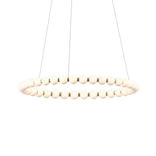 Люстра подвесная LED 0851CL-81GD Milosh Tendence белая на 1 лампу, основание золотое в стиле современный шар
