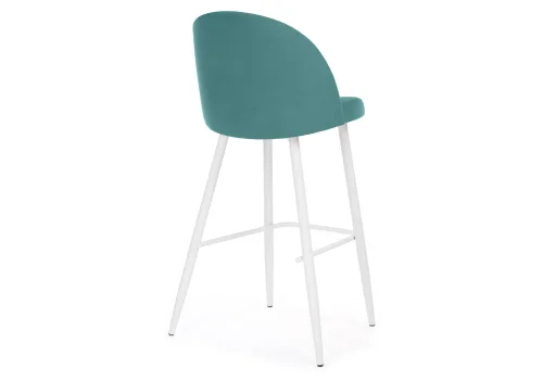 Барный стул Сондре бирюзовый / белый 464891 Woodville, зелёный/велюр, ножки/металл/белый, размеры - ****500*600 фото 4