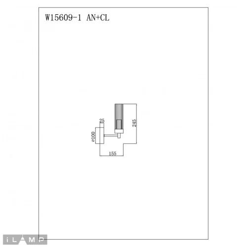 Бра Evolution W15609-1 AN+CL iLamp прозрачный на 1 лампа, основание чёрное в стиле современный  фото 2