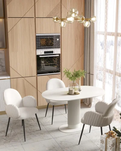 Стул обеденный Wave Stripes, букле белый УТ000039505 Stool Group, белый/букле, ножки/металл/чёрный, размеры - ***** фото 2
