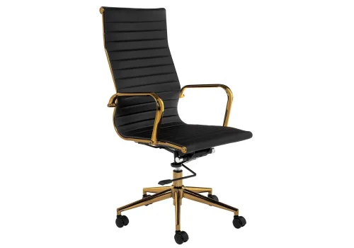 Компьютерное кресло Reus золотой / черный 11674 Woodville, чёрный/искусственная кожа, ножки/металл/золото, размеры - *1150***550*620