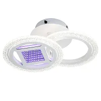 Люстра потолочная LED с пультом Mira 10214/2LED Escada прозрачная на 1 лампа, основание белое в стиле хай-тек с пультом кольца