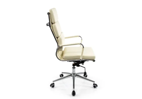 Компьютерное кресло Samora кремовое 1717 Woodville, кремовый/искусственная кожа, ножки/металл/хром, размеры - *1220***640*640 фото 4