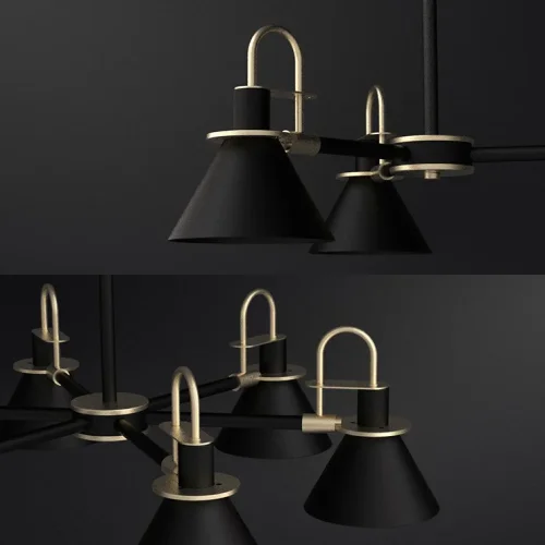 Люстра на штанге CODA D94 Black 193071-26 ImperiumLoft чёрная на 8 ламп, основание чёрное в стиле современный фото 2
