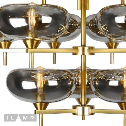 Люстра потолочная Rivoli 6607/12 GD iLamp чёрная на 12 ламп, основание золотое в стиле современный американский  фото 3