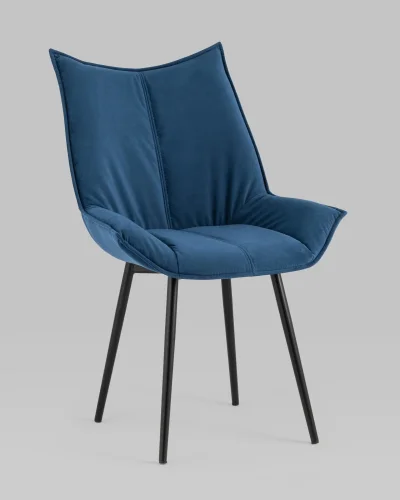 Стул Осло велюр синий УТ000035049 Stool Group, синий/велюр, ножки/металл/чёрный, размеры - ***** фото 5