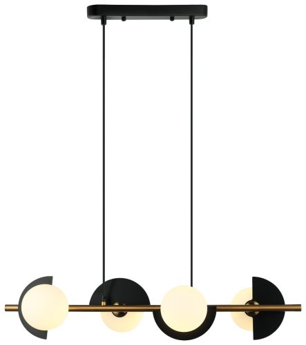 Светильник подвесной 224-023-04 Velante белый 4 лампы, основание чёрное в стиле современный шар