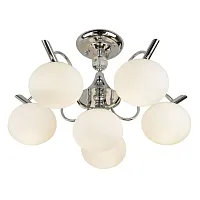 Люстра потолочная Dalmine OML-64117-06 Omnilux белая на 6 ламп, основание хром в стиле современный шар