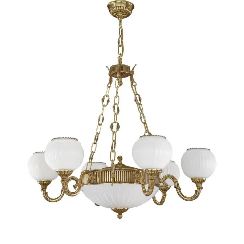 Люстра подвесная  L 9350/6+2 Reccagni Angelo белая на 8 ламп, основание золотое в стиле классический 