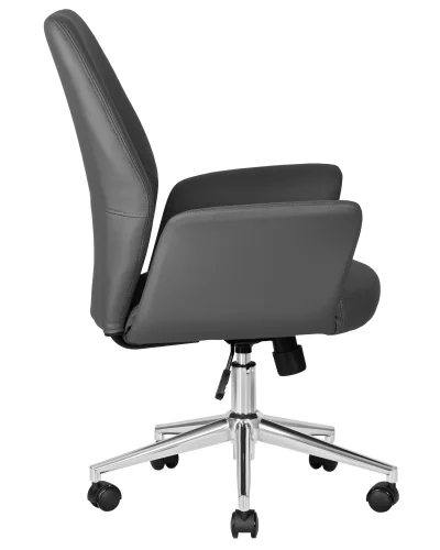 Офисное кресло для руководителя 125B-LMR SAMUEL, цвет серый Dobrin, серый/экокожа, ножки/металл/хром, размеры - 960*1060***640*650 фото 3