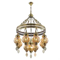 Люстра подвесная Каир CL419183 Citilux янтарная на 9 ламп, основание бронзовое в стиле восточный 