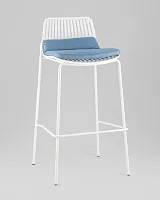 Стул барный Louran с подушкой, белый УТ000040189 Stool Group, голубой/экокожа, ножки/металл/белый, размеры - *****