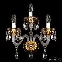 Бра 5417B/2+1/165 G Amber/M-1G Bohemia Ivele Crystal без плафона 3 лампы, основание золотое прозрачное в стиле классический r