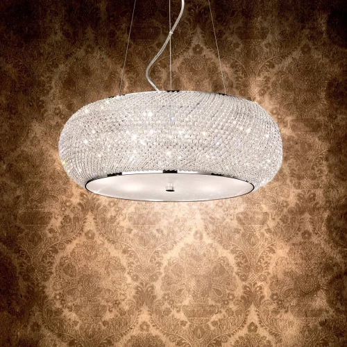 Люстра хрустальная PASHA SP10 CROMO Ideal Lux прозрачная на 10 ламп, основание хром в стиле современный фото 3
