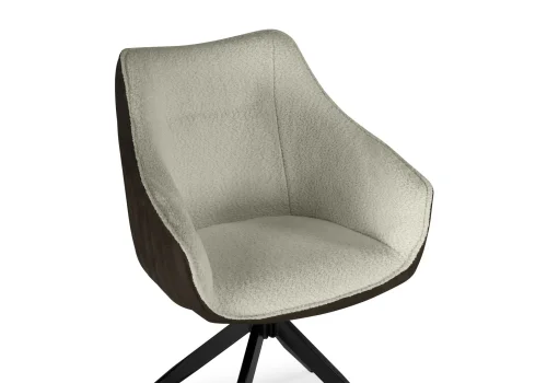 Стул на металлокаркасе Kansas brown / cream / black 15833 Woodville, кремовый/велюр, ножки/металл/чёрный, размеры - ****610*620 фото 6