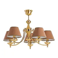 Люстра подвесная San Marino Abazur SAN-ZW-5(Z/A)SW Kutek коричневая на 5 ламп, основание золотое в стиле американский 