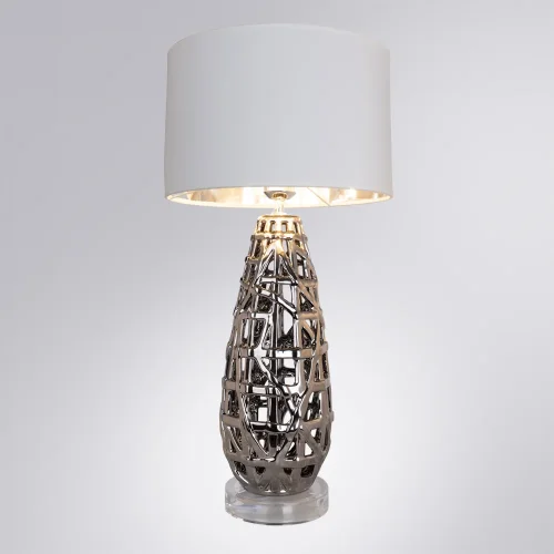 Настольная лампа Taiyi A4002LT-1CC Arte Lamp белая 1 лампа, основание хром керамика в стиле классический  фото 2