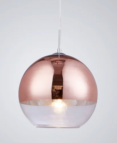 Светильник подвесной Veroni LDP 1029-300 R.GD Lumina Deco розовый прозрачный 1 лампа, основание хром в стиле современный шар фото 3