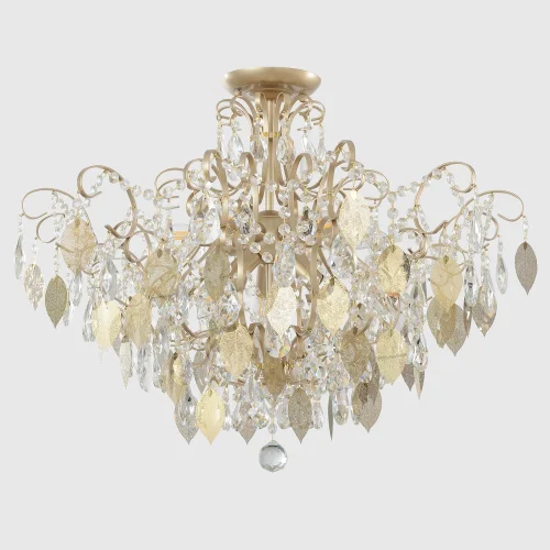 Люстра потолочная ESMIRALDA PL9 GOLD Crystal Lux прозрачная на 9 ламп, основание золотое в стиле арт-деко фото 5